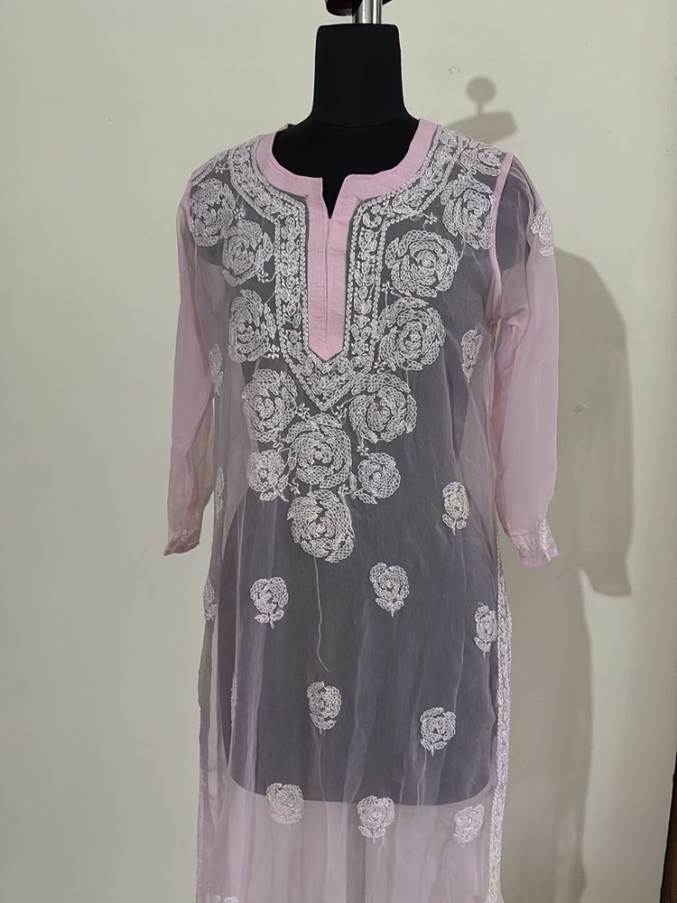 Elegant Pink Chikankari Kurta