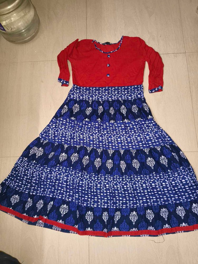 Red &amp; Blue Tiered Dress