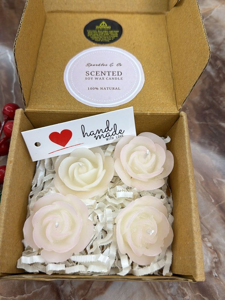 White Rose Scented Candles Pack Of 4