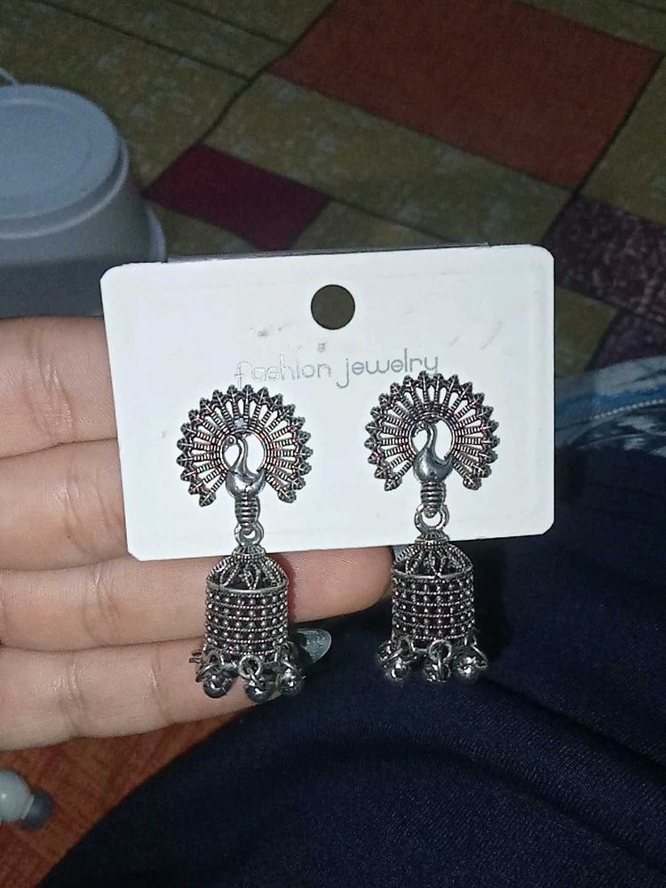 Peacock Jhumka Earrings