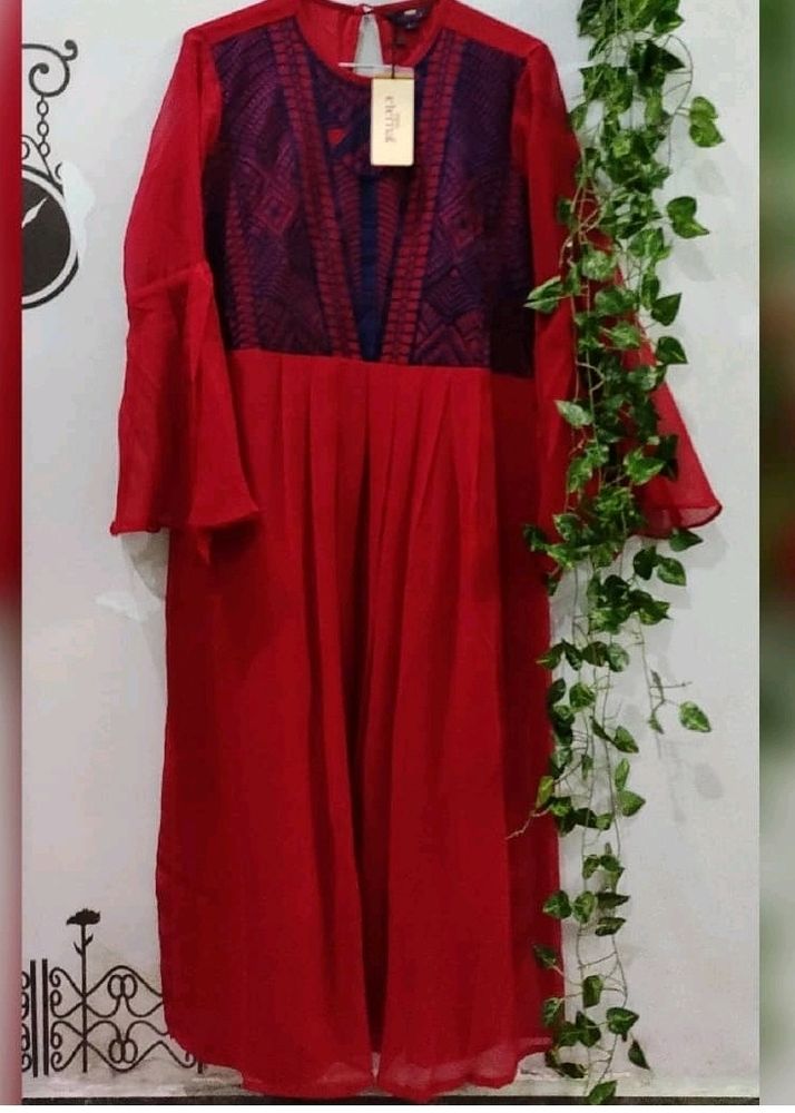 Royal Red Embroidery Dress