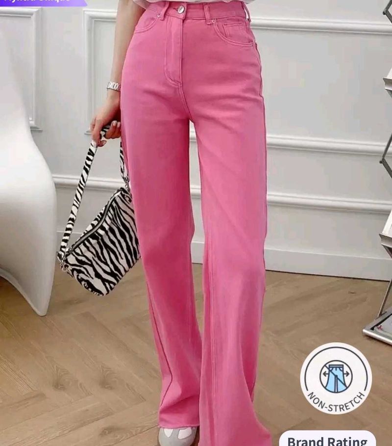 High Waist Straight Pink Denim