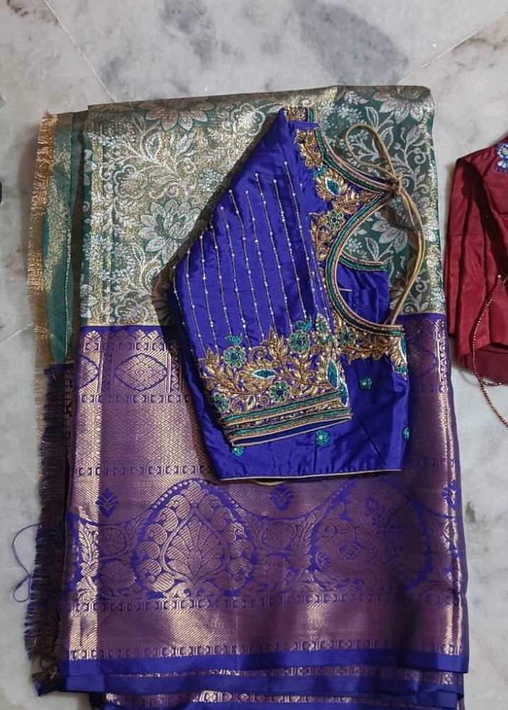 Silk Saree with Embellished Blouse
