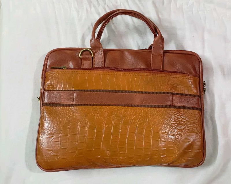 Brown Leather Office Laptop Side Bag
