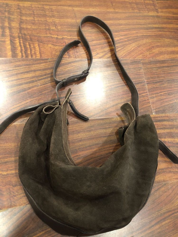Brown Suede Hobo Bag