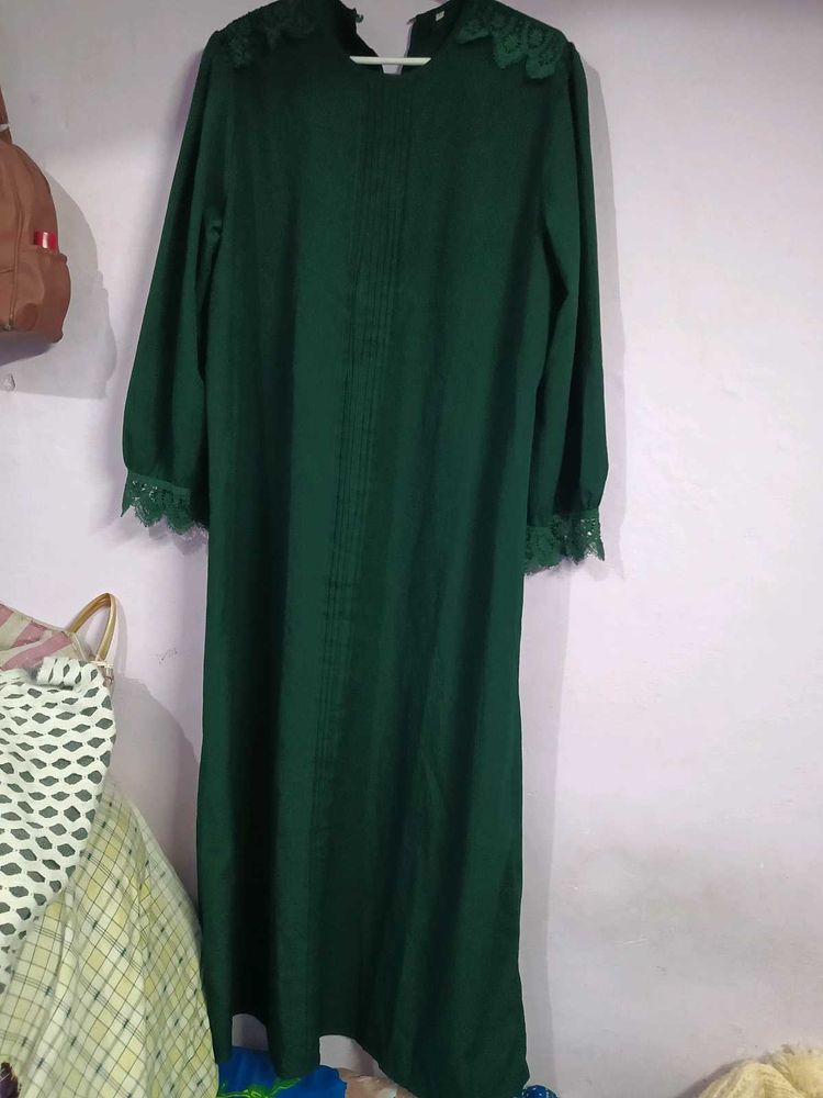 dark green abaya with dupatta