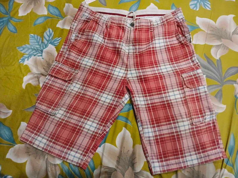 Red Plaid Cargo Shorts