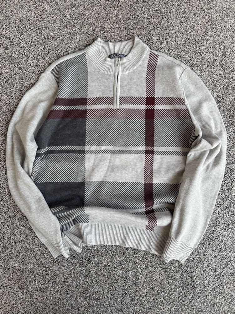 Stylish Plaid Half-Zip Sweater