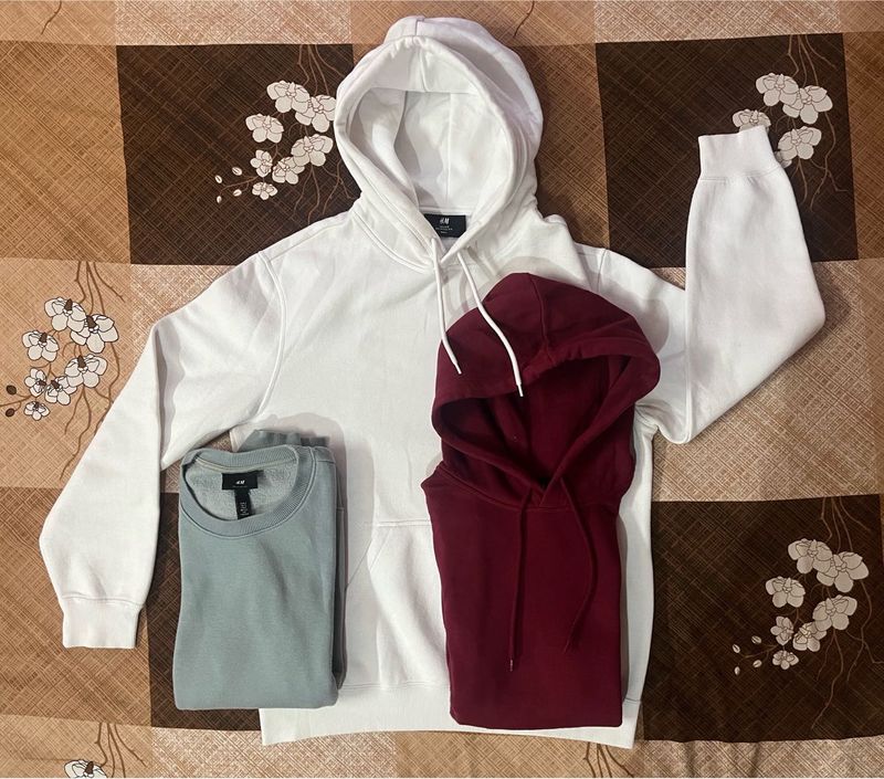 H&amp;M Combo Of 3 - 2 Hoodies + 1 Sweatshirt (Unisex)