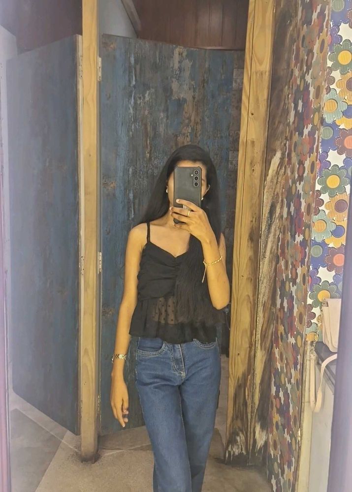 Casual sleeveless solid women black top