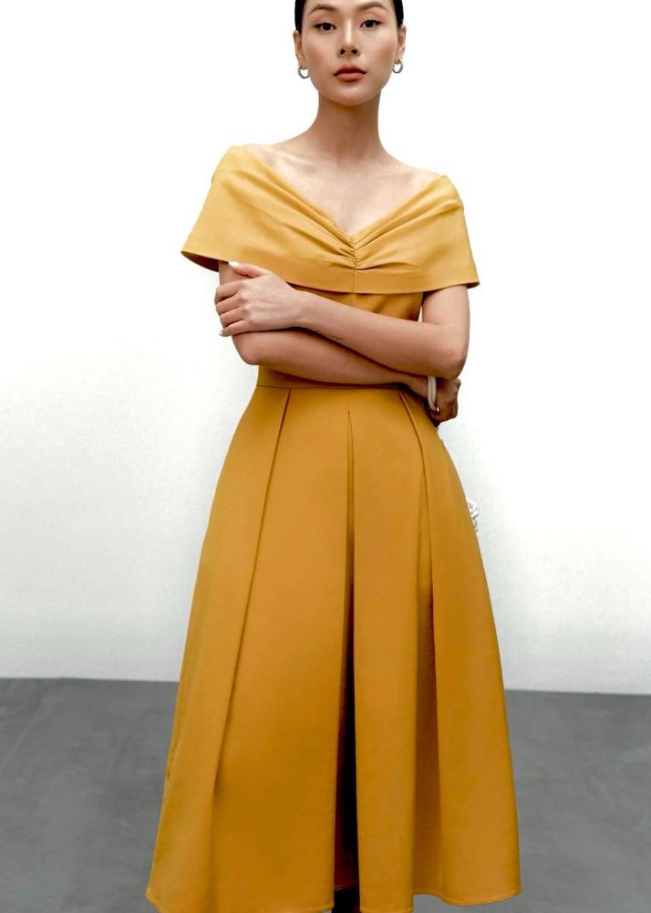 Padded Vintage Mustard Dress