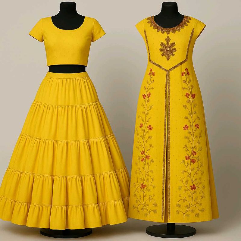 Lehenga With Slit Kurti And Dupatta
