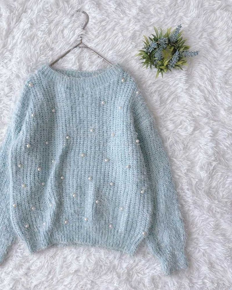 Korean Pearl Embellished Sweater