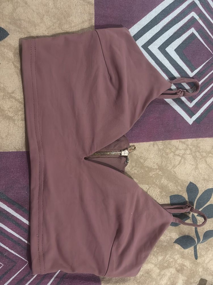 Mauve Zipper Crop Top