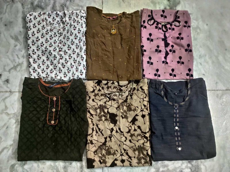 combo 6 cotton kurthas tops