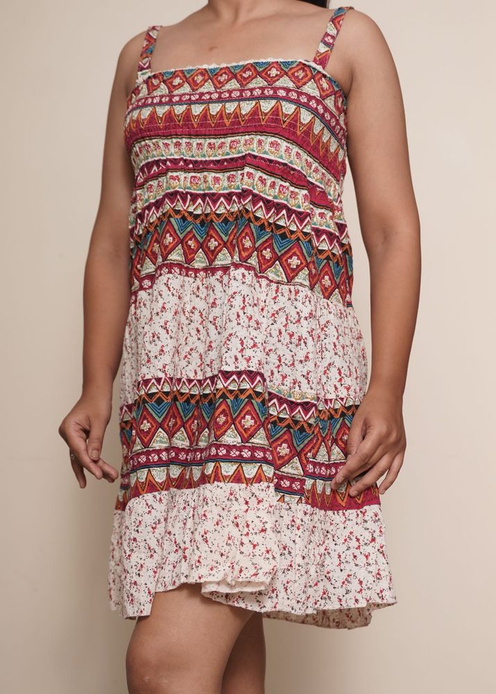 Boho Print Mini Dress