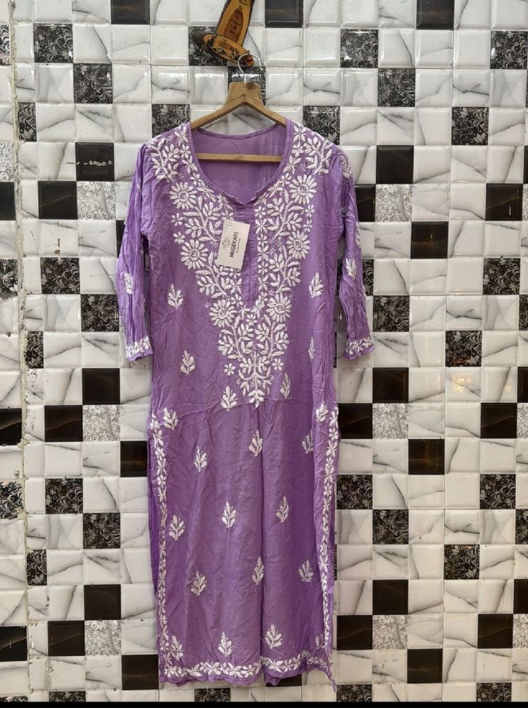 Lavender chikankari Kurti