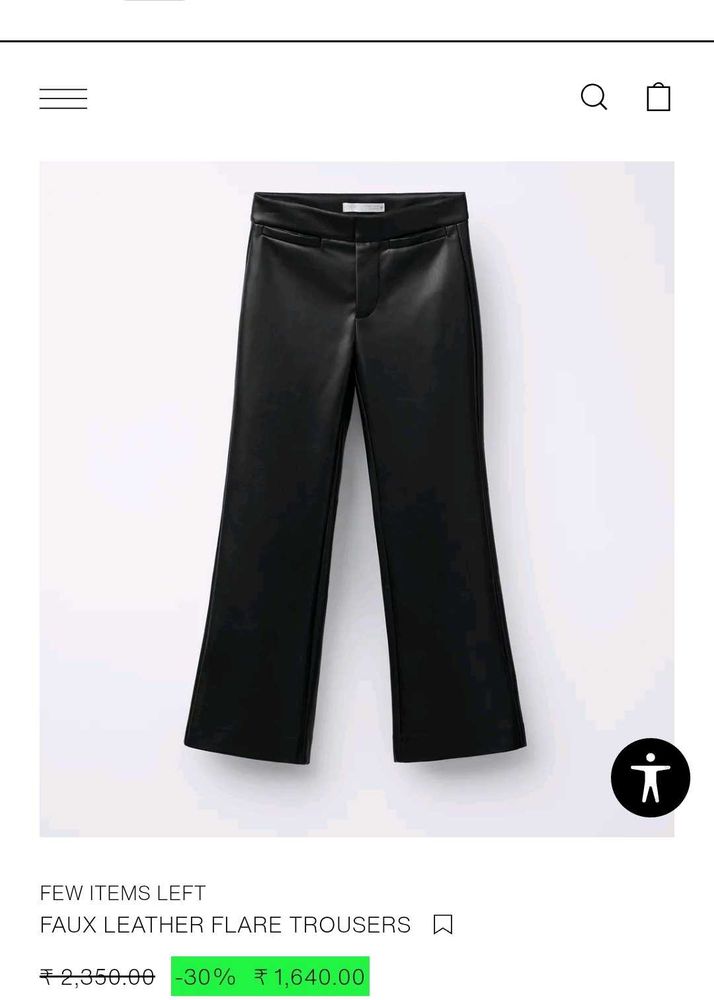 Zara Faux Leather Flare Trousers