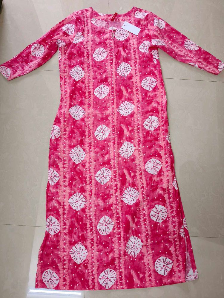 Pink &amp; White Print Maxi Dress