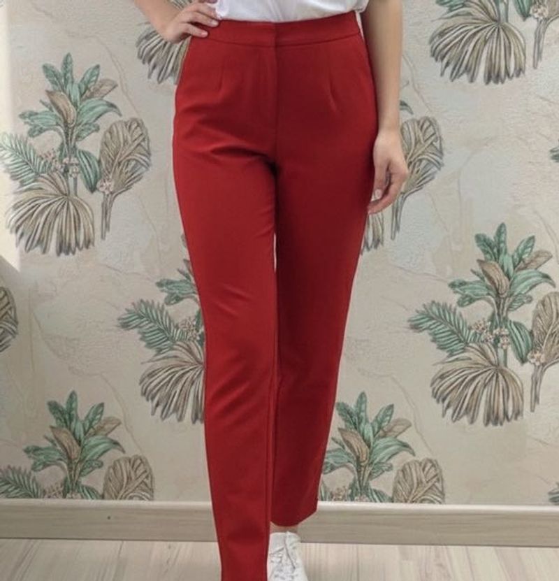 Red Straight Leg Trousers