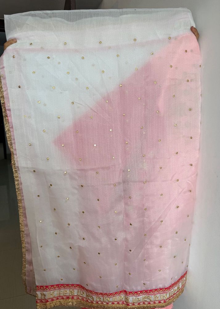 white bridal embroided saree with blouse unstitch