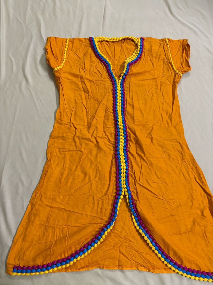 Beautuful embroidery Ethnic Tunic Top - Mustard