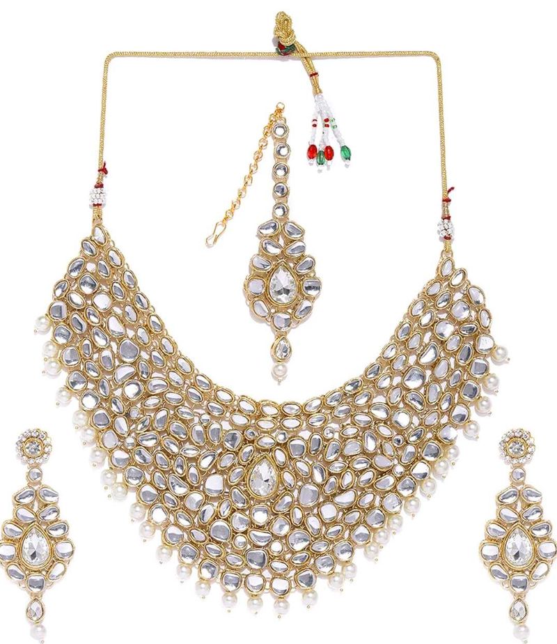 Kundan &amp; Pearls Jewellery Set For Women