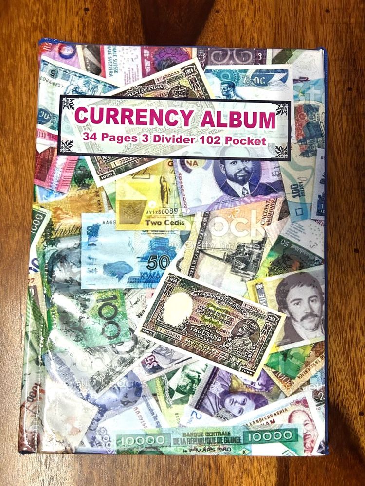 CURRENCY ALBUM FOR BANKNOTES- 34 PAGES 102 POCKETS