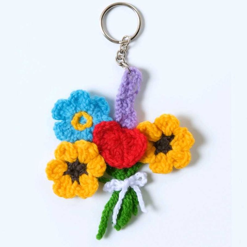 Crochet Flower Bouquet Keychain
