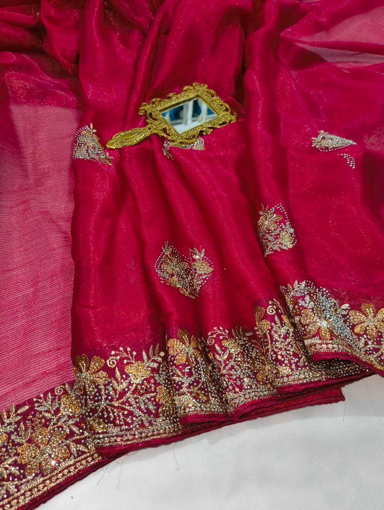 Gorgeous Pink Embellished Saree