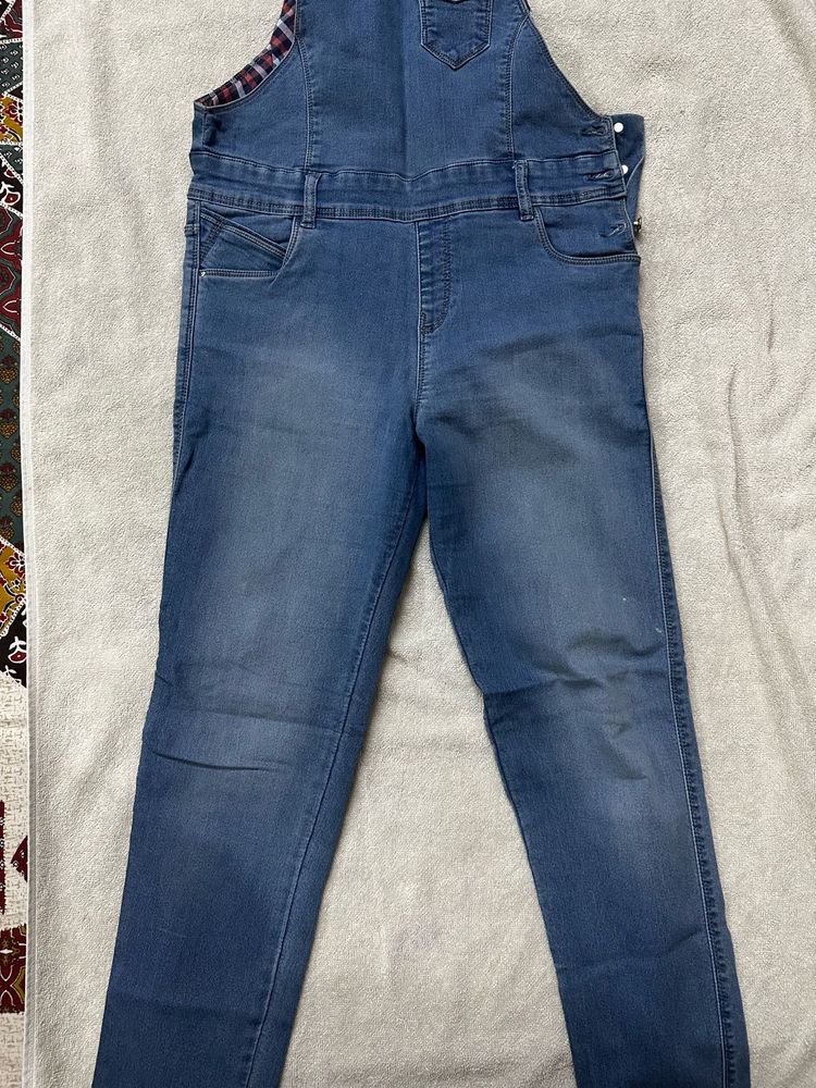 Denim Dungaree Jumpsuit with Slim Fit