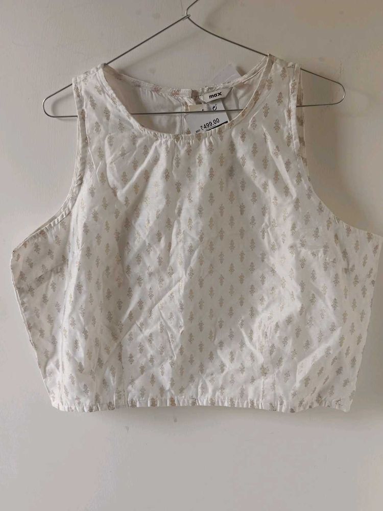 Cute White Printed Top