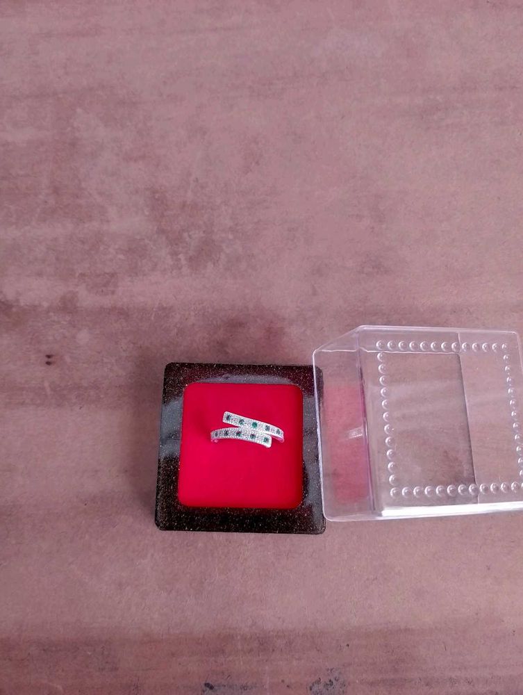 Green Diamond Pure Silver Ring