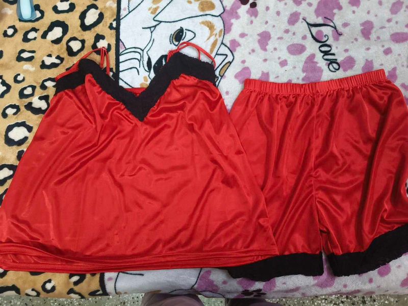Like New Red Satin Lingerie Set in 32 bust