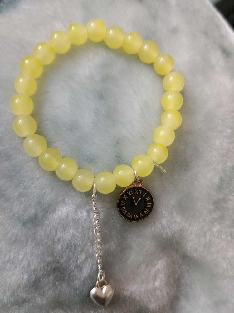 Yellow Beaded Charm Bracelet
