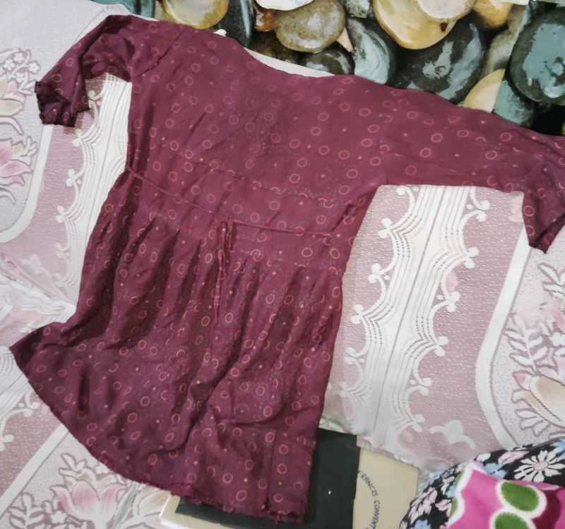 Maroon Printed Dress