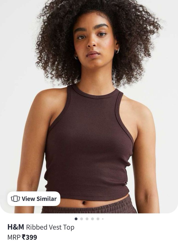 H&amp;M RIBBED VEST TANK TOP IN COFFEE BROWN SIZE S