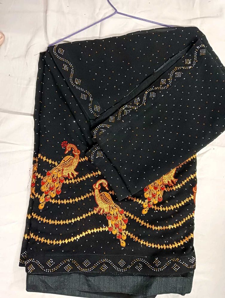 Elegant Zari Look Black Saree