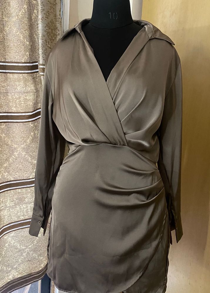 Office Style Satin Cross Dress