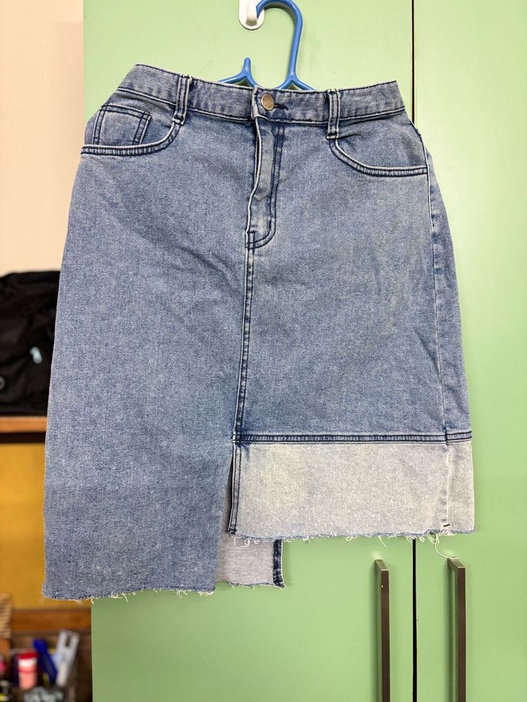 Asymmetrical Denim Skirt