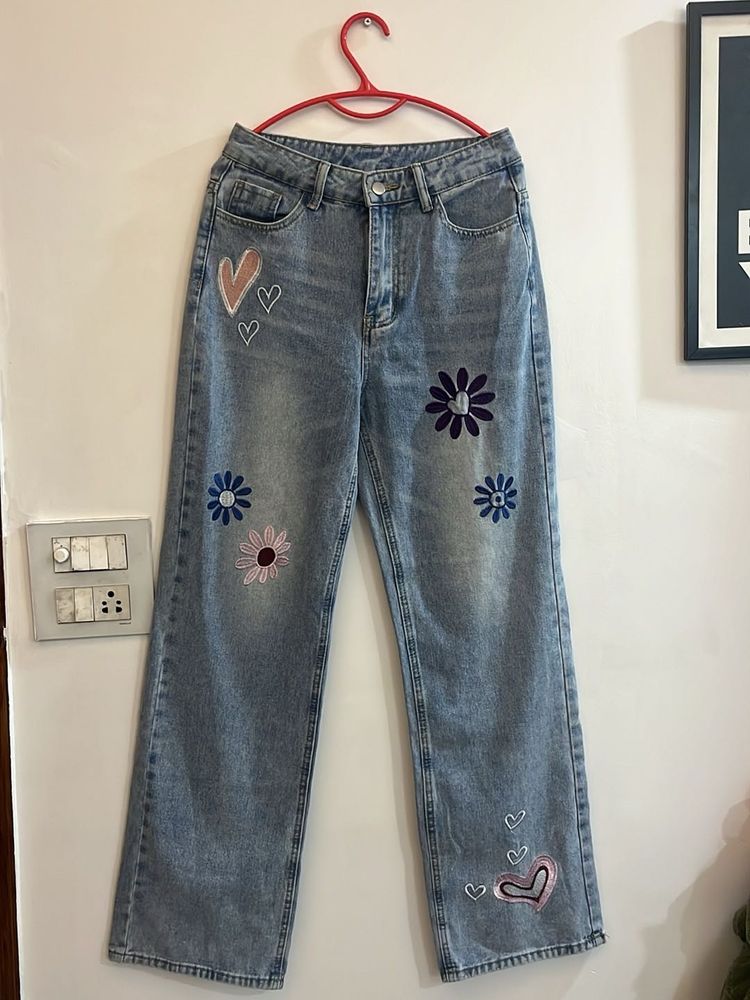 Embroidered Denim Jeans