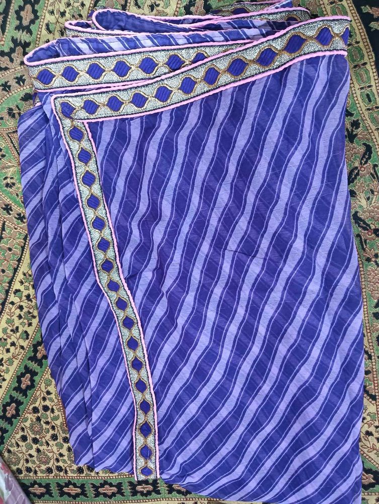 lariya Purple Saree with Border lace