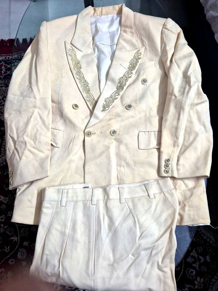 Cream Suit with Embroidery