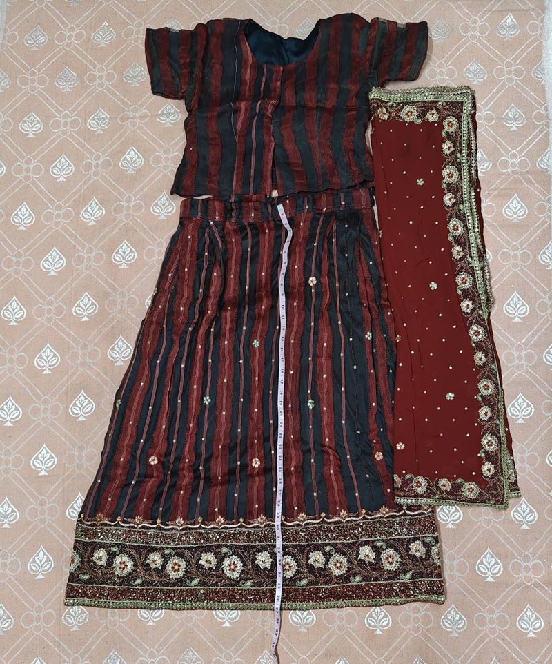 Black And Red Hot Combination Lehenga Set