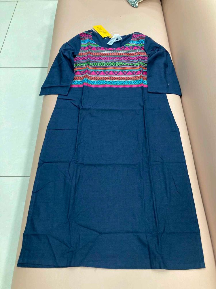 Stylish Navy Embroidered Dress