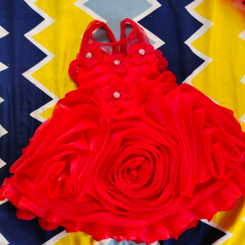 Full length red color frock for baby girl,for birthday