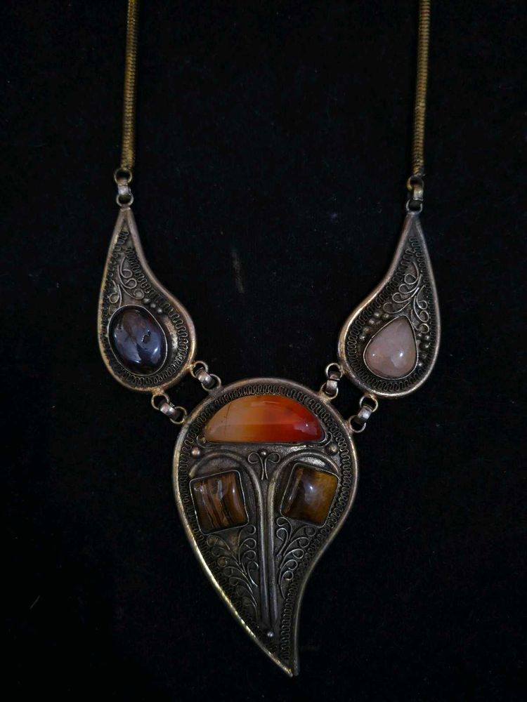 Handcrafted Vintage Neckpiece With Real Crystals