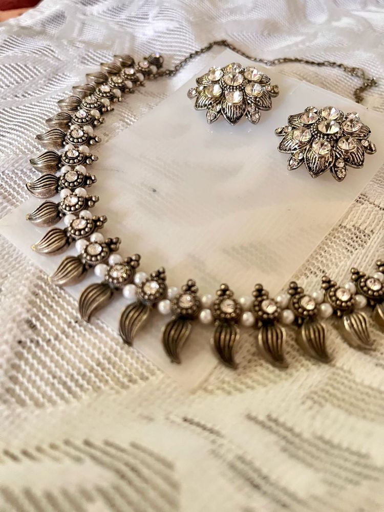 Oxidised Necklace Plus Earrings