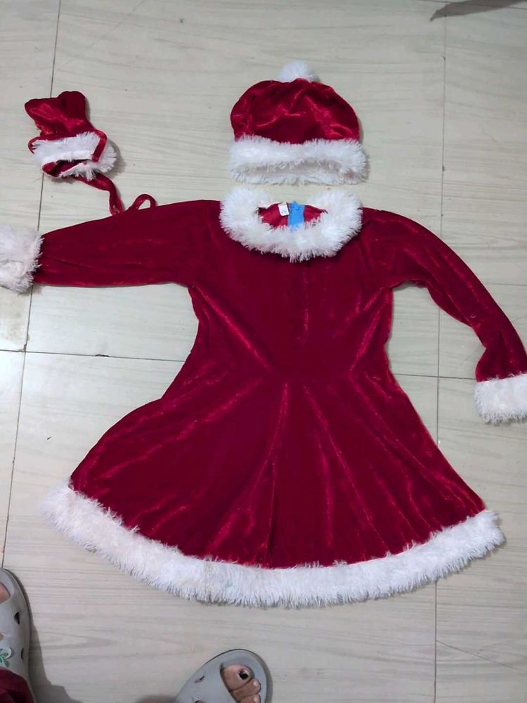 Festive Santa Dress &amp; Hat Set