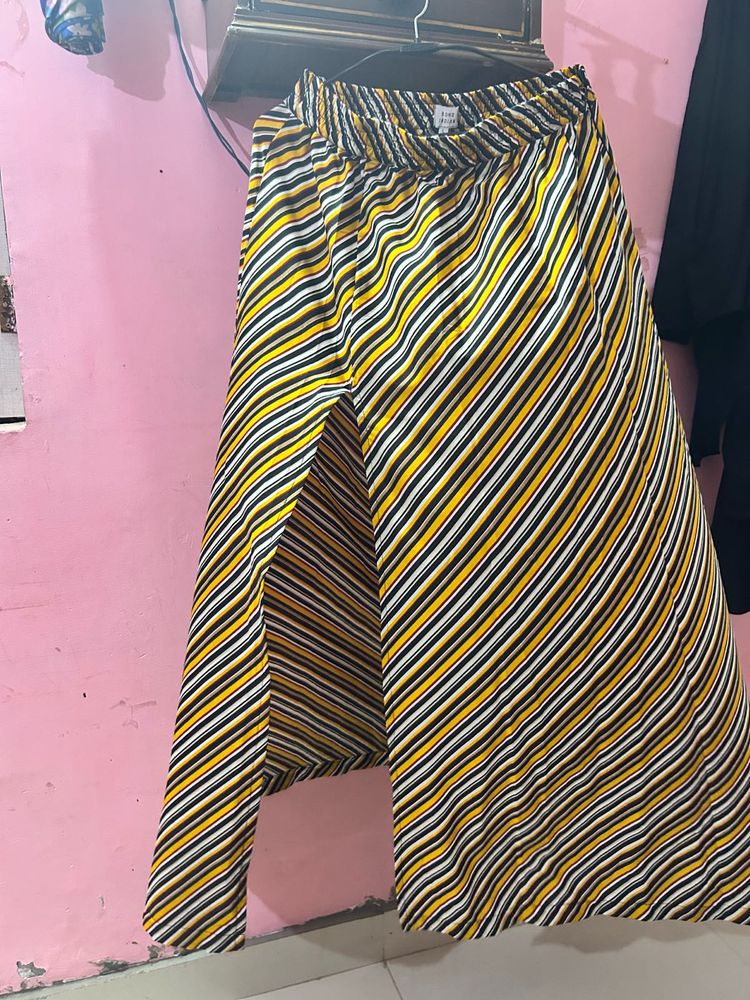 Multicolor Striped Cotton Wrap Skirt
